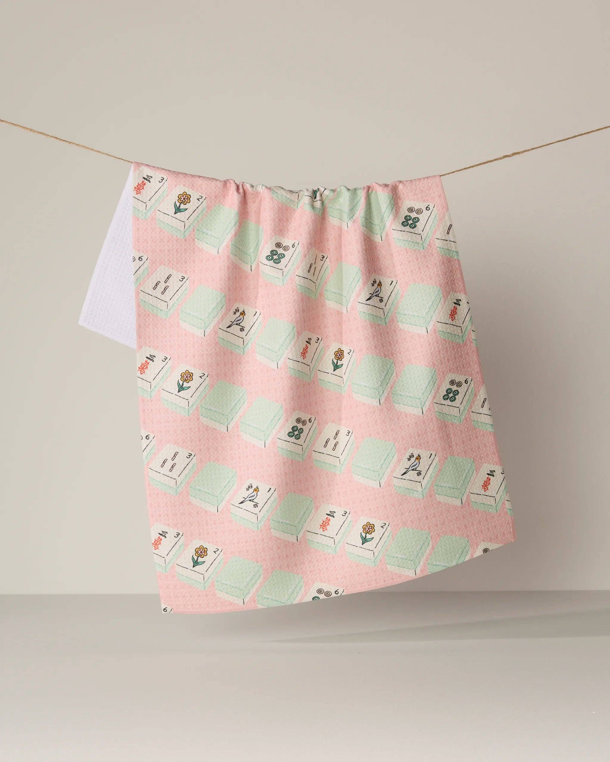 Kitchen Tea Towel | Mahjong Pink