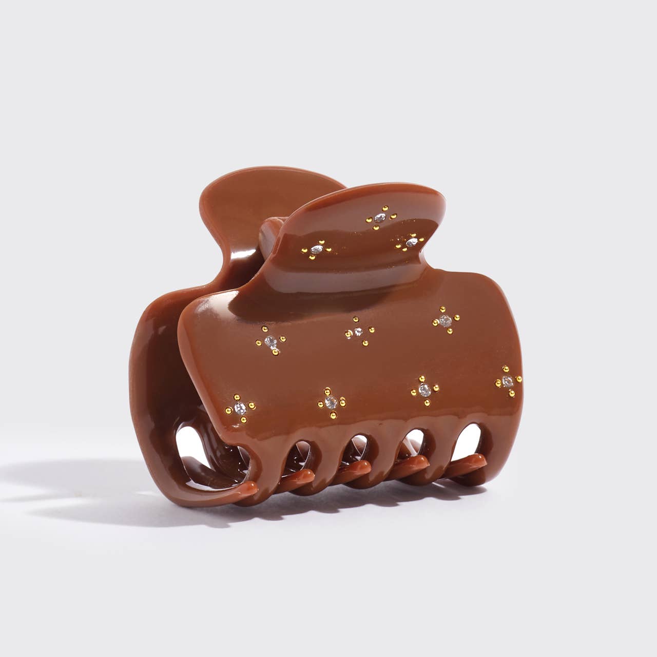 Recycled Plastic Rhinestone Medium Puffy Claw Clip | Camel
