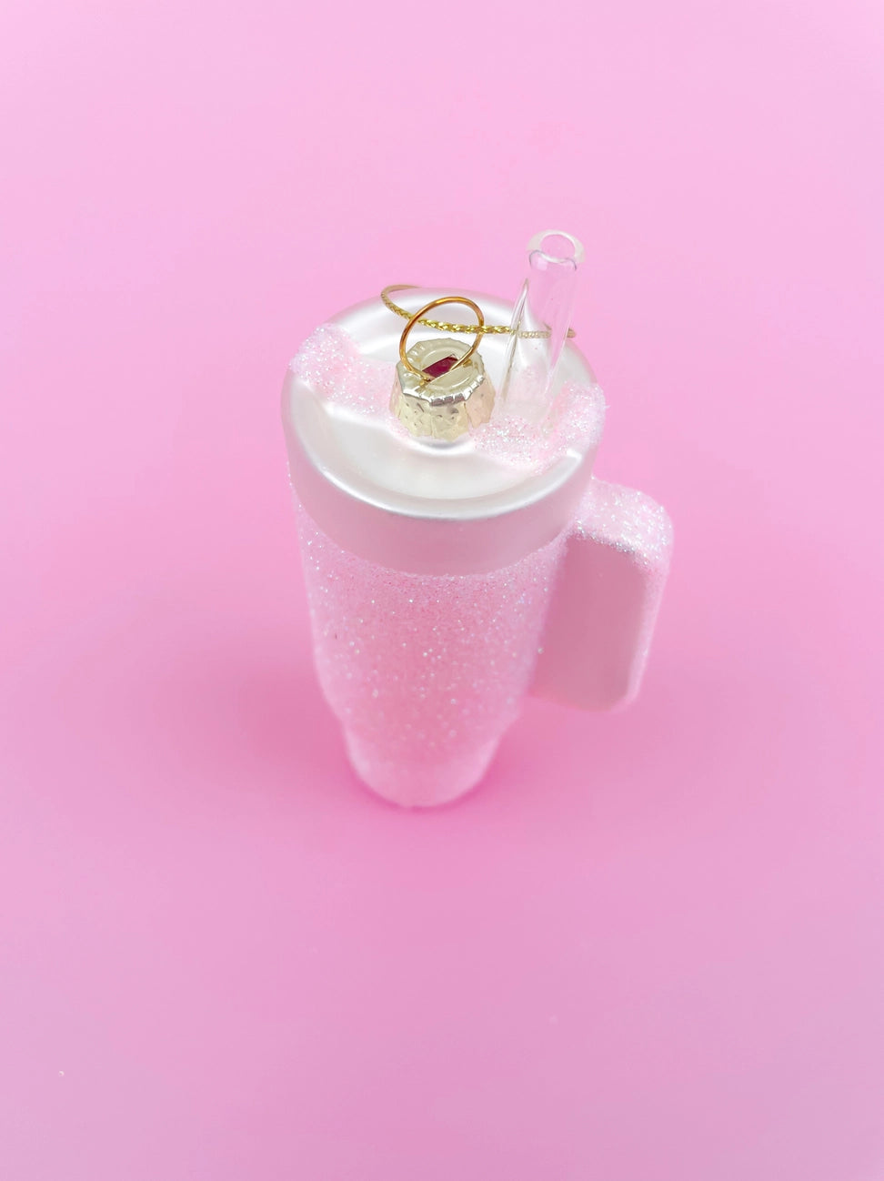 Pink Glittery Trendy Tumbler Ornament