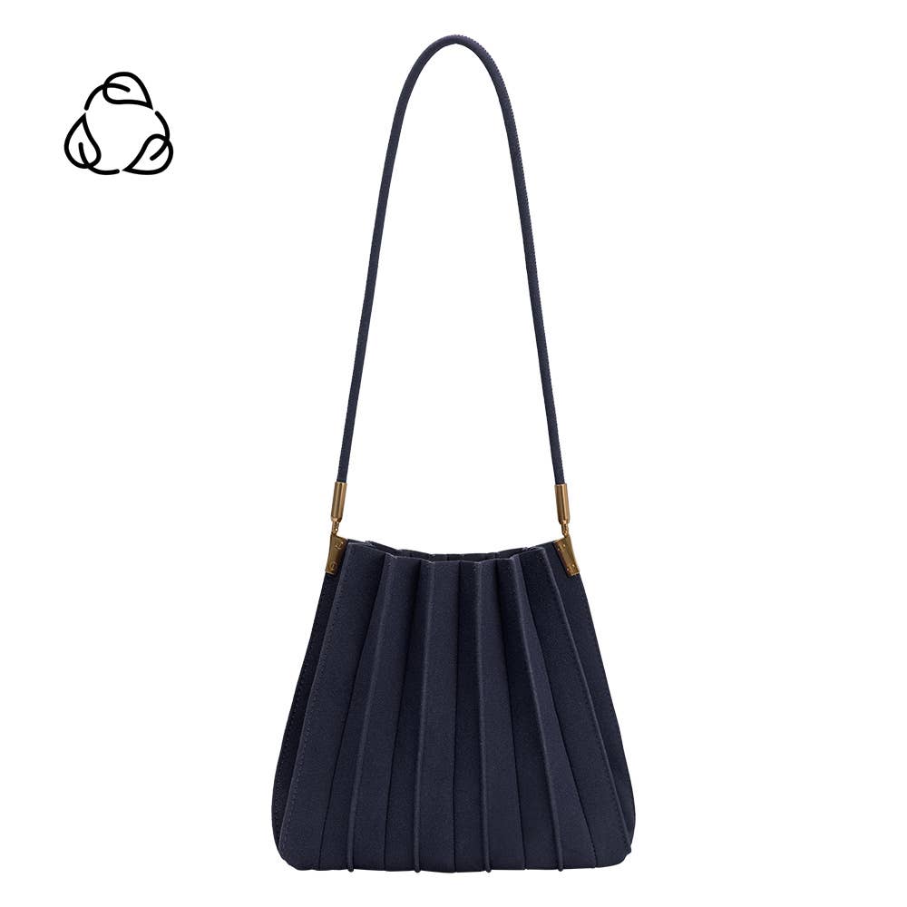 Carrie Navy Vegan Suede Shoulder Bag