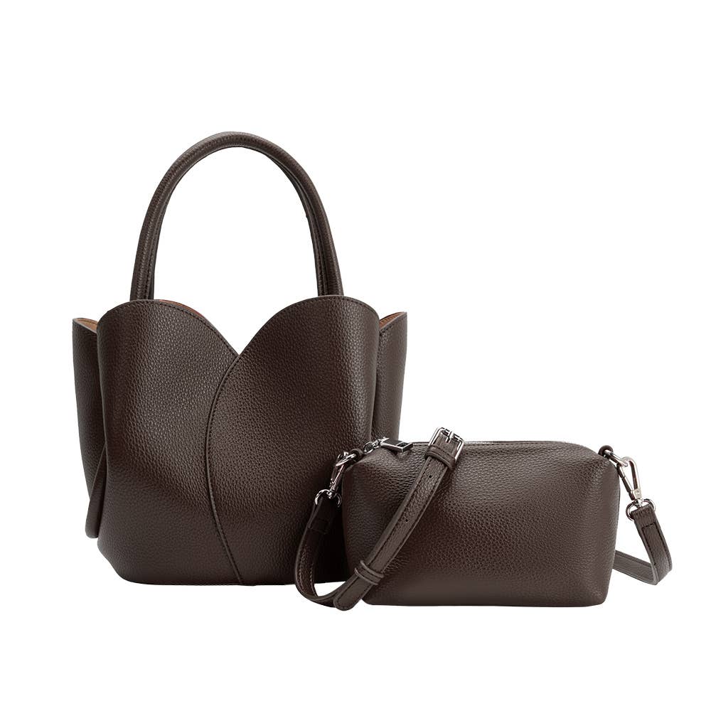 Tulip Vegan Leather Top Handle Bag | Chocolate