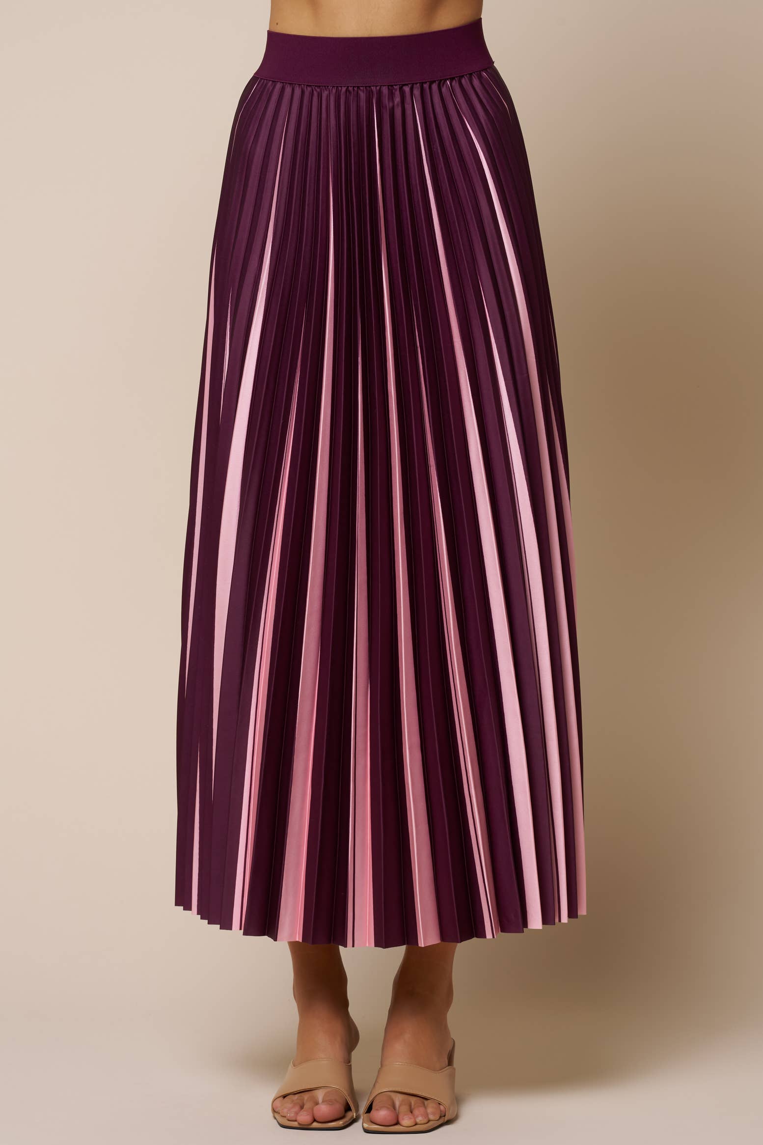 Mel Pleated Maxi Skirt | Wine