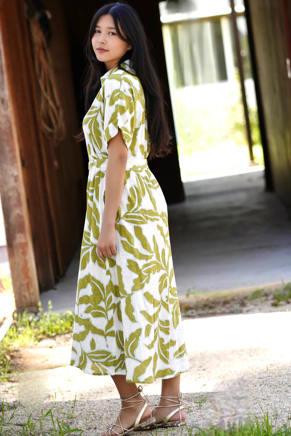 Brigitte Dress | Olive, Cream