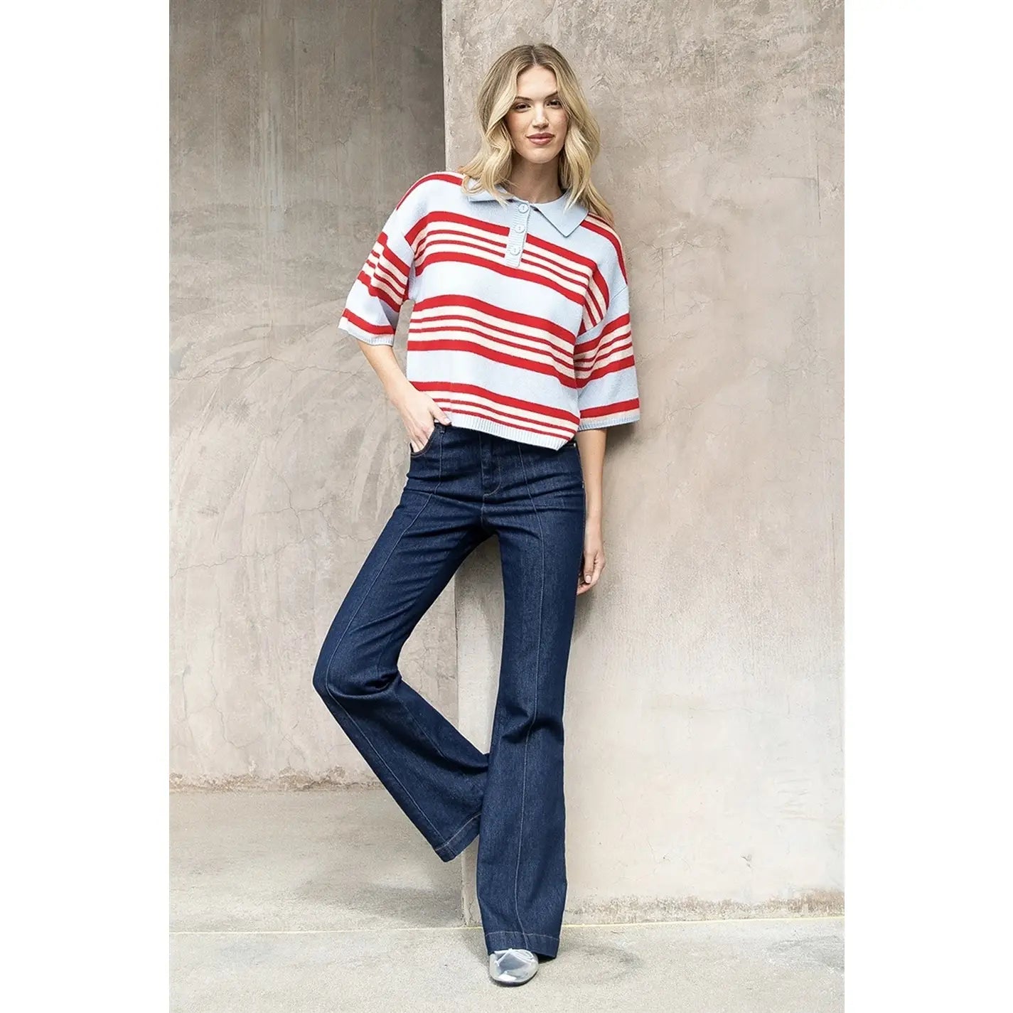 Clarice Striped Collared Sweater