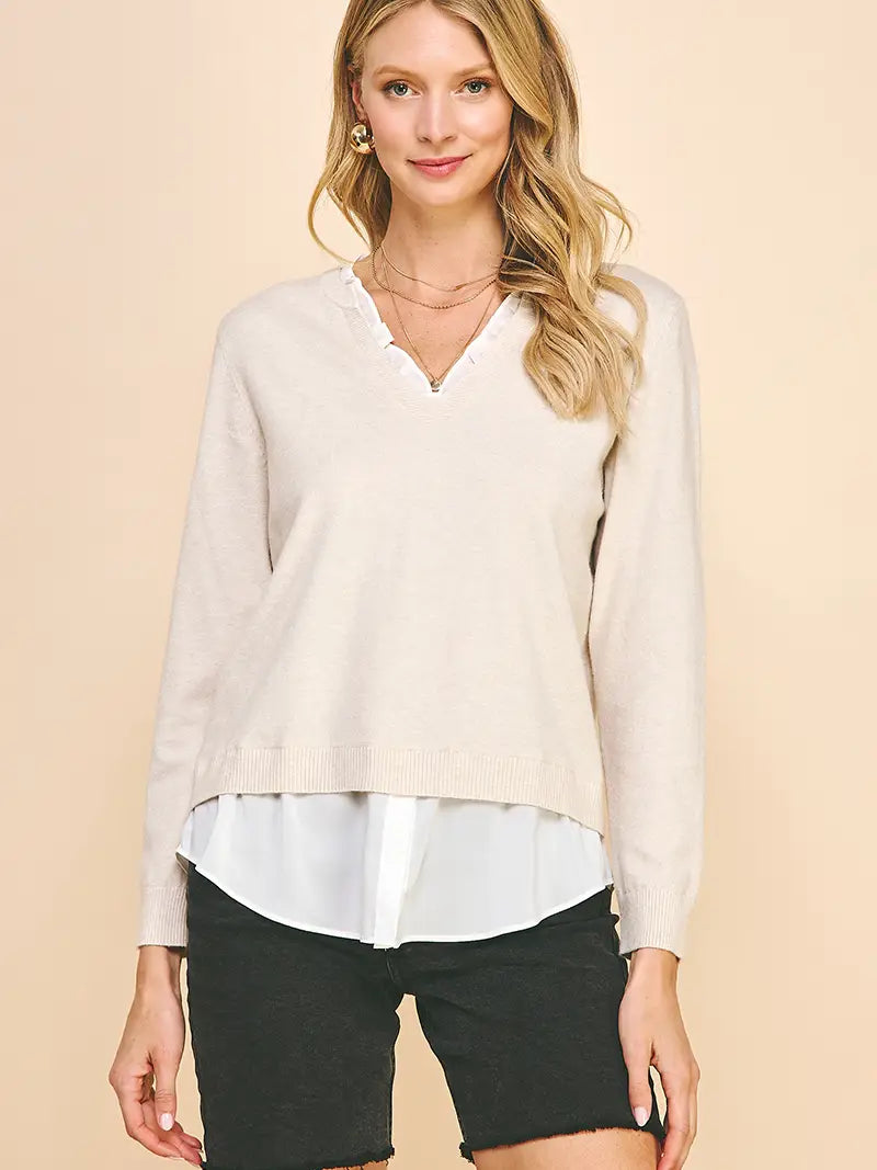 Jane V-Neck Sweater | Oatmeal