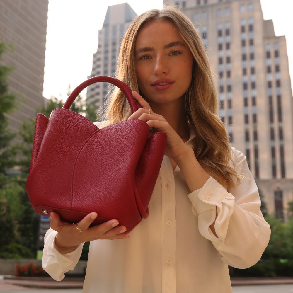 Tulip Bone Top Handle Bag | Red