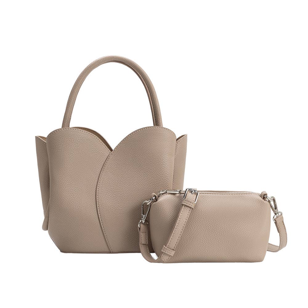 Tulip Recycled Vegan Leather Tote | Mushroom