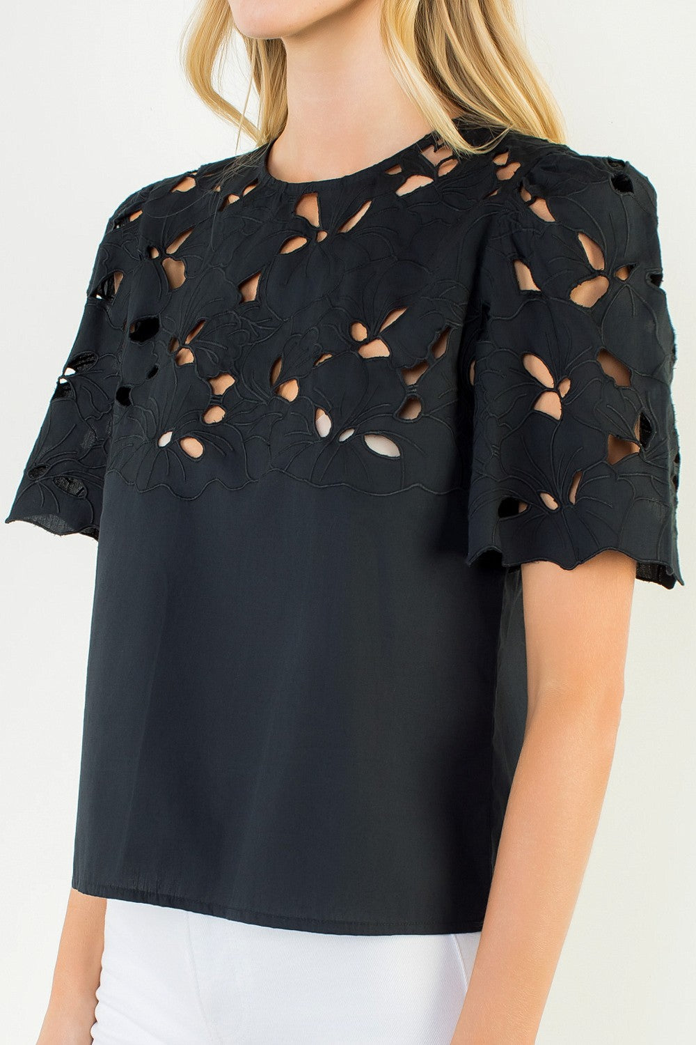 Susan Eyelet Blouse | Black