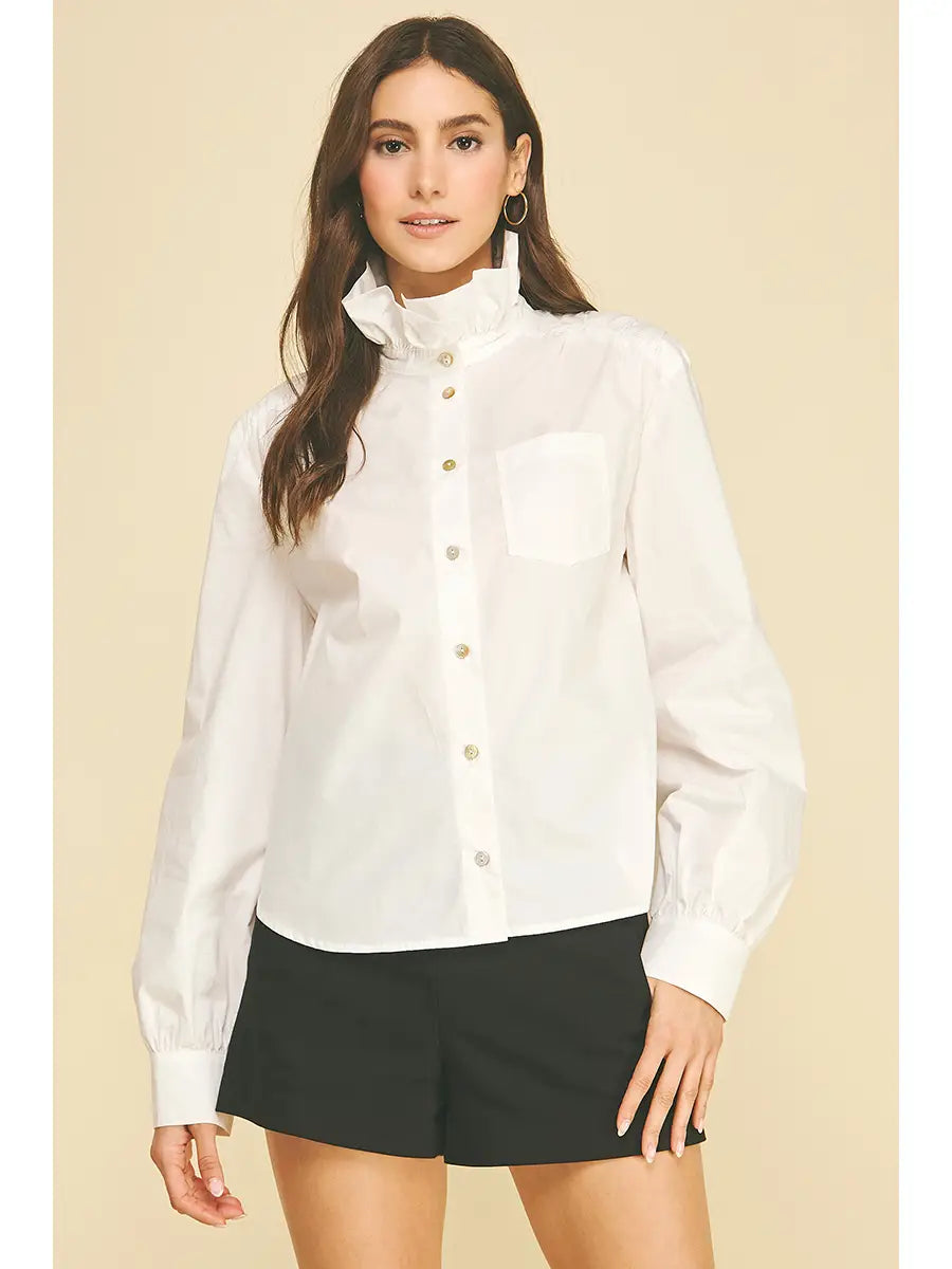 Jennie High Neck Blouse | White