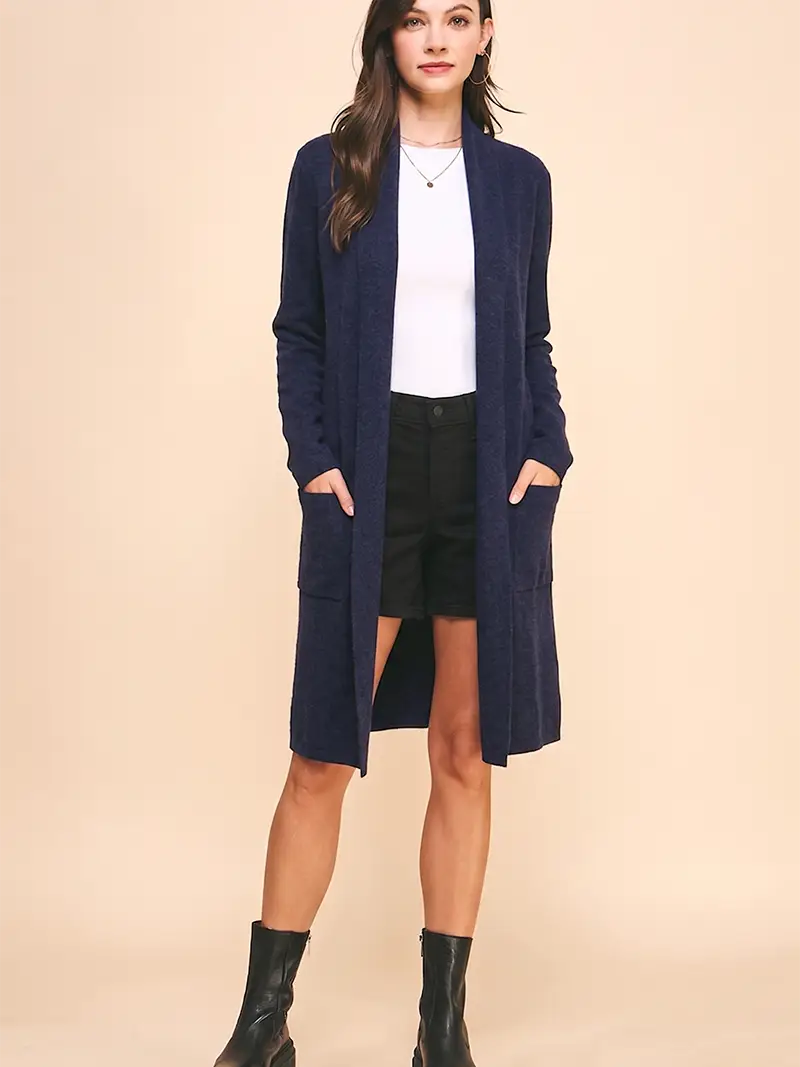 Open Knit Cardigan | Navy