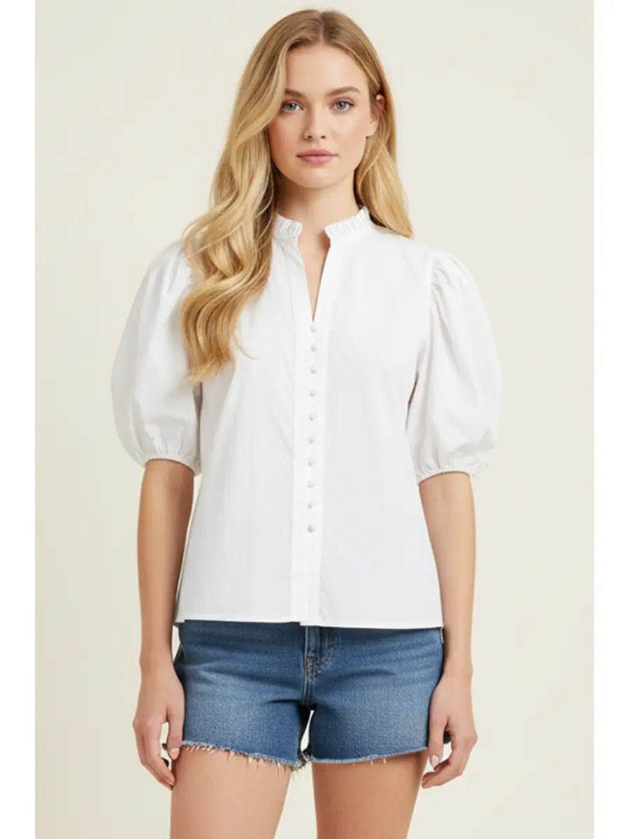 Ruthie Ruffle Collar Blouse | White