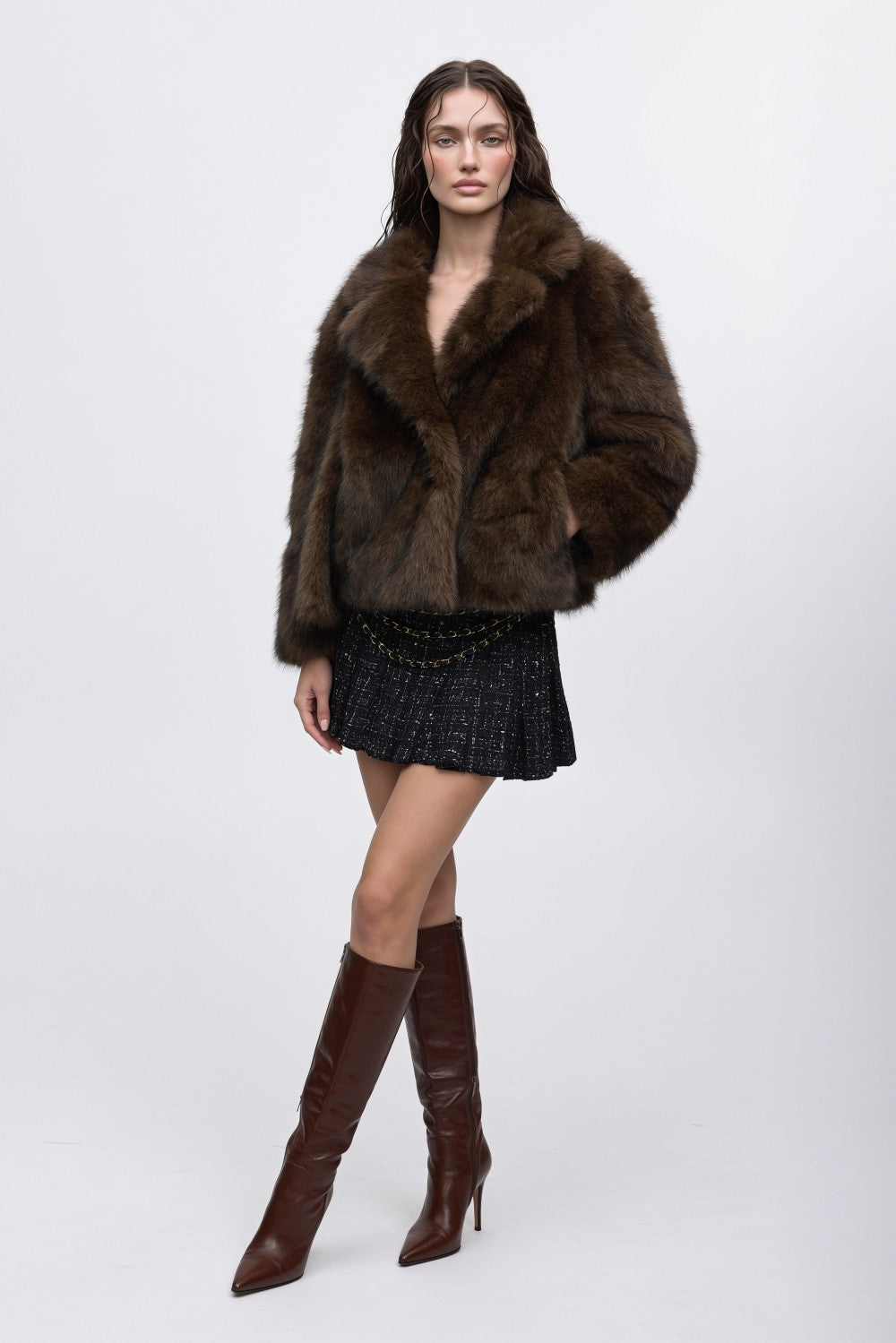 Gwen Faux Fur Coat | Brown