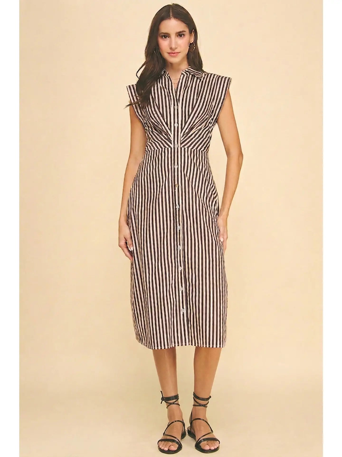 Etta Striped Dress | Brown