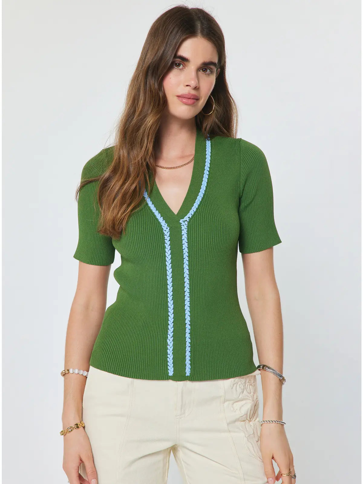 Aveline V-Neck Knit | Green