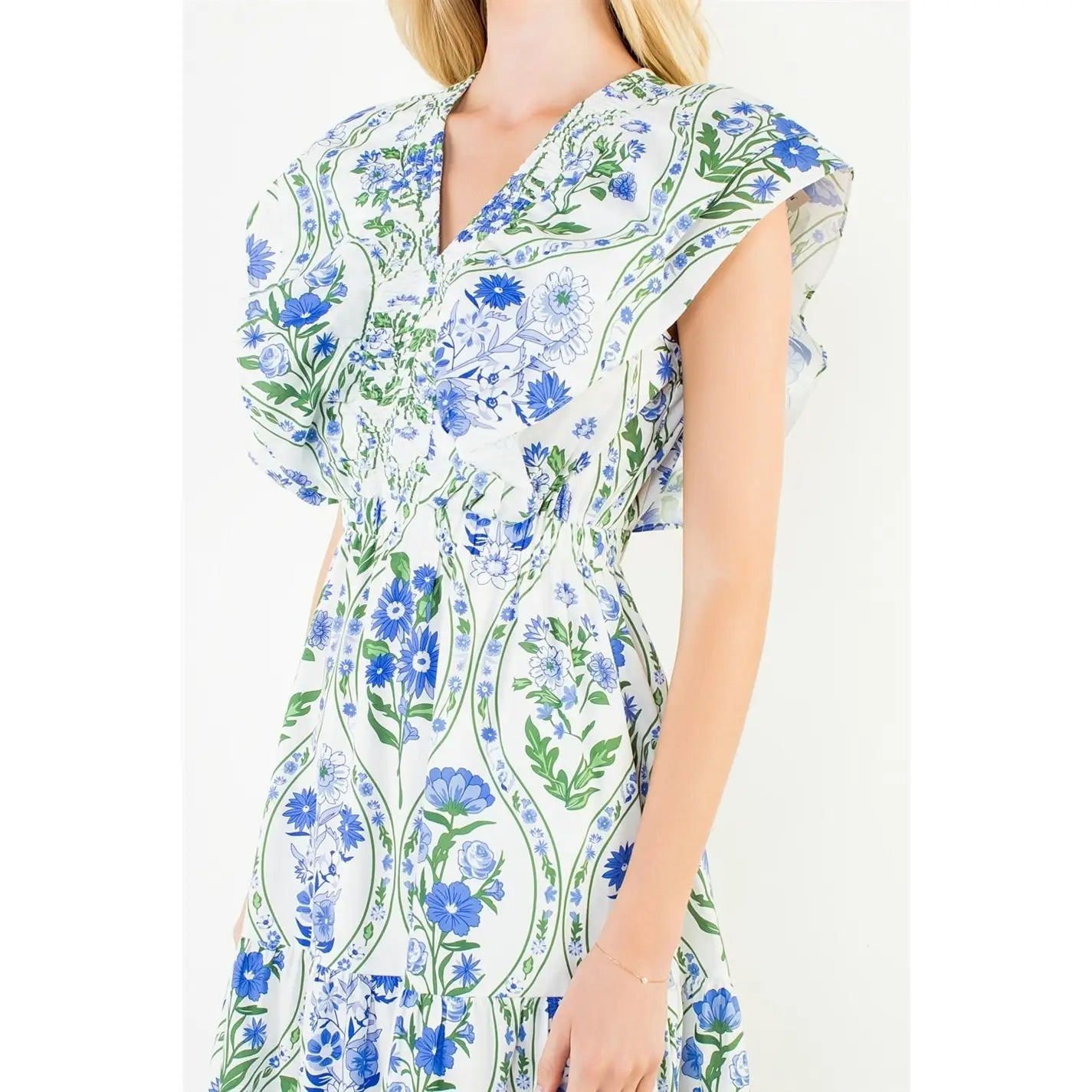 Susie Ruffled Maxi Dress | Blue & Green
