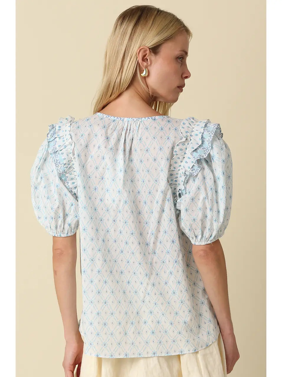 Maude Blue Puff Sleeve Blouse