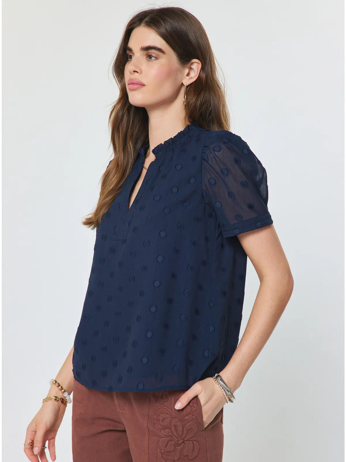 Mila Polka Dot Blouse | Navy