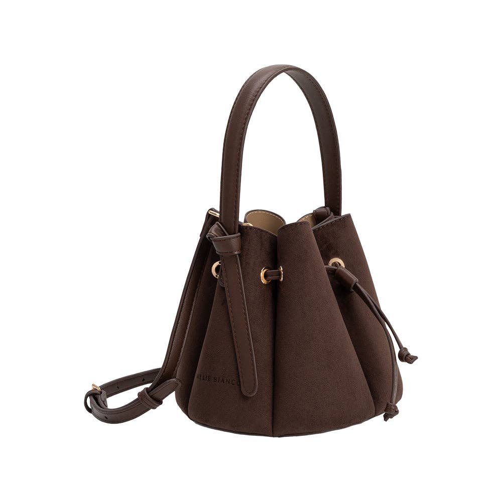 Mini Vegan Suede Top Handle Bag | Chocolate