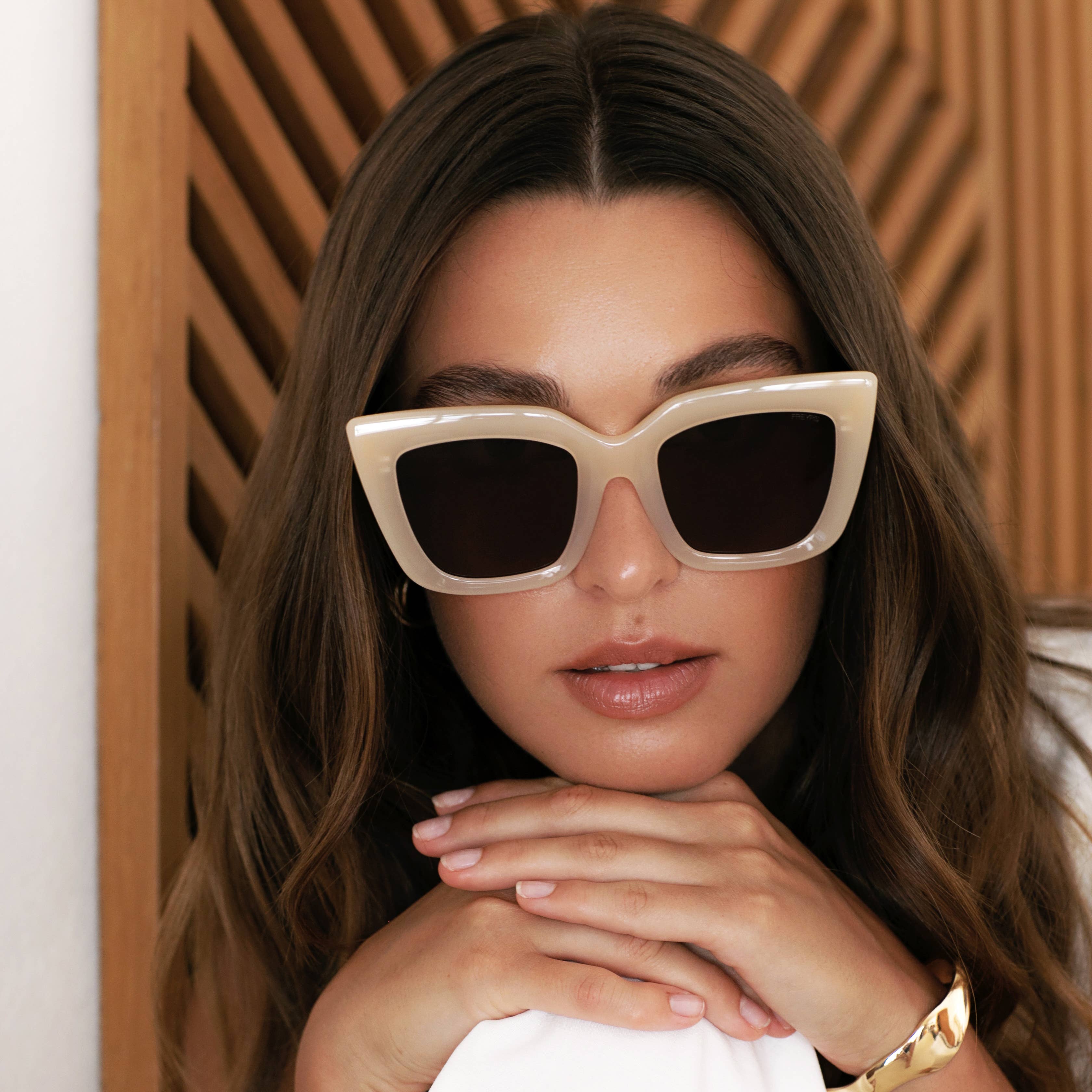 Portofino Acetate Cat Eye Sunglasses: Tan