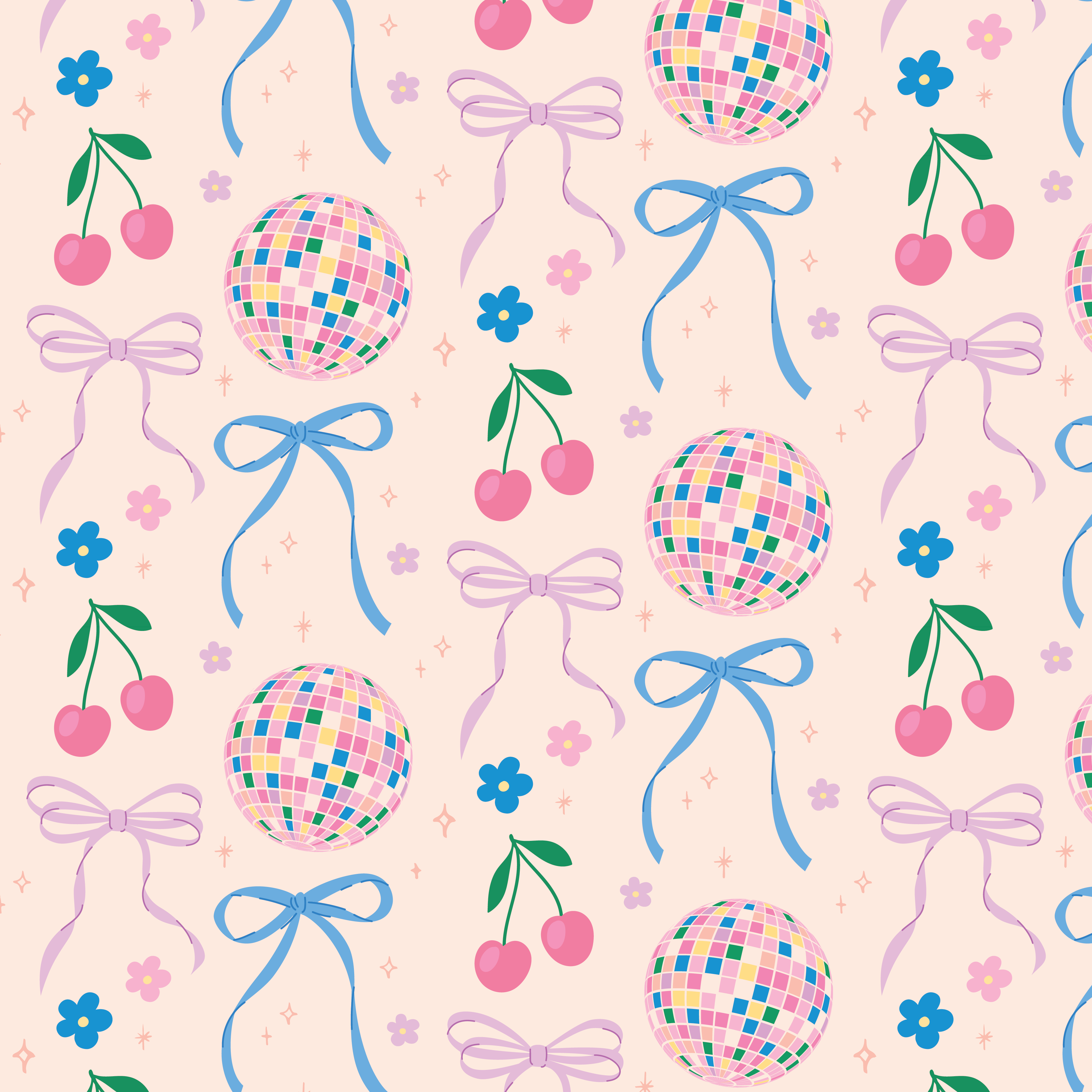 Disco Ball Bows Wrapping Paper | Roll of 3 Sheets
