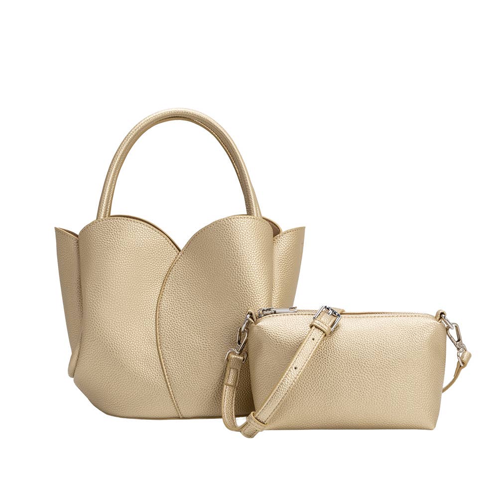 Tulip Vegan Leather Tote | Gold