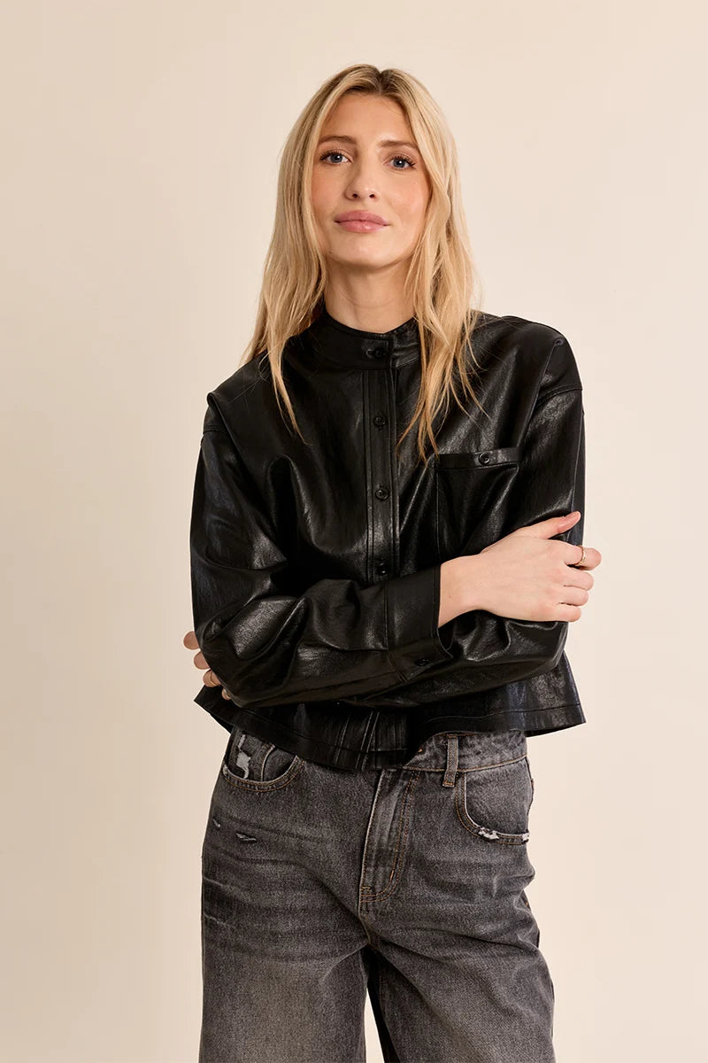 Vegan Leather Shacket | Black
