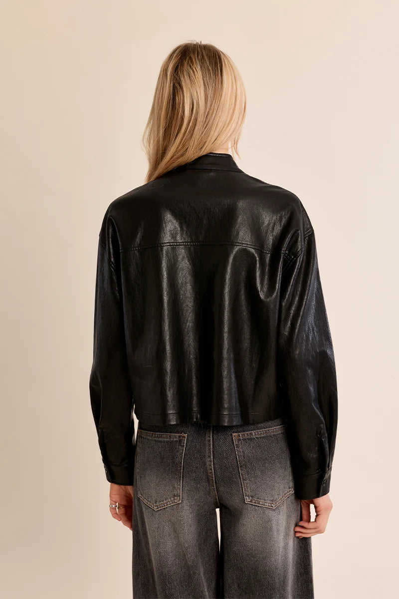 Vegan Leather Shacket | Black