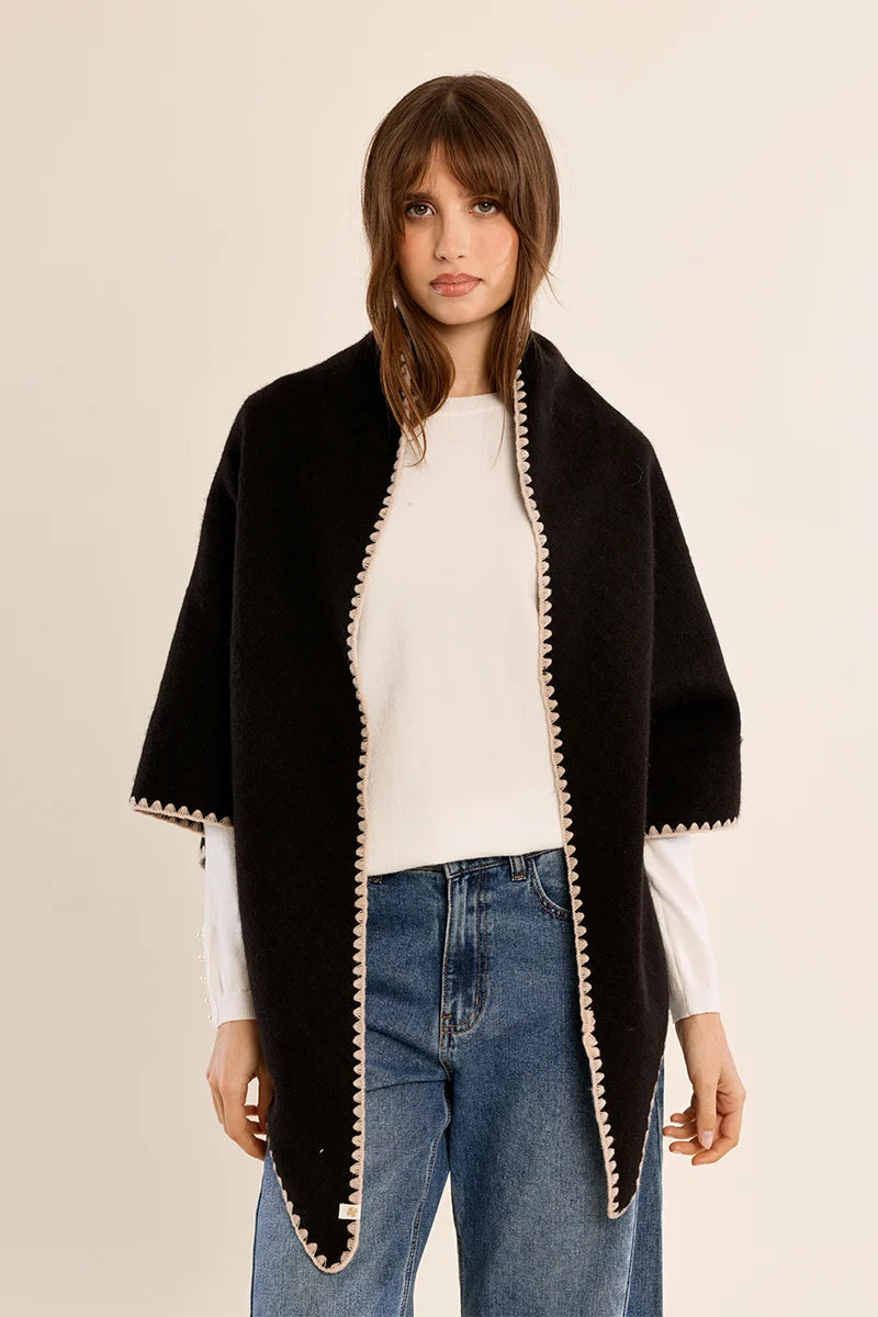 Whip Stitch Cape | Black