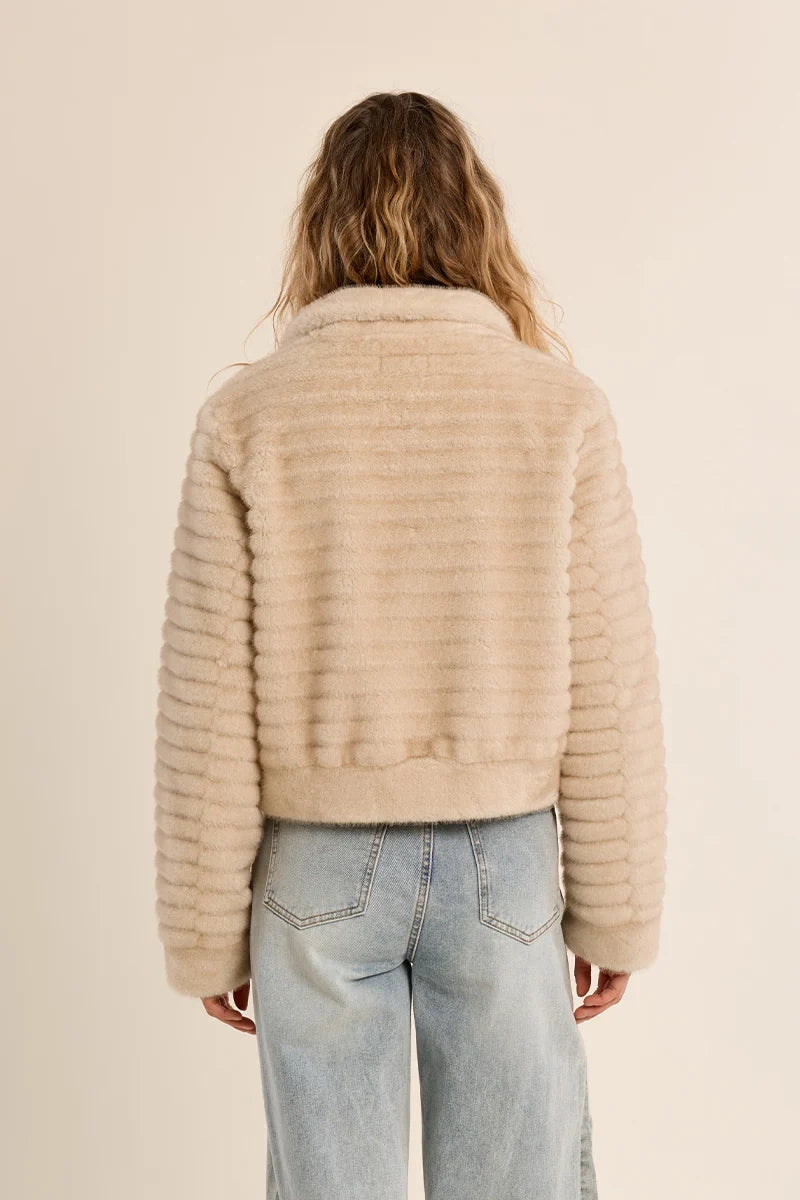 Faux Fur Mock Neck Jacket | Off White
