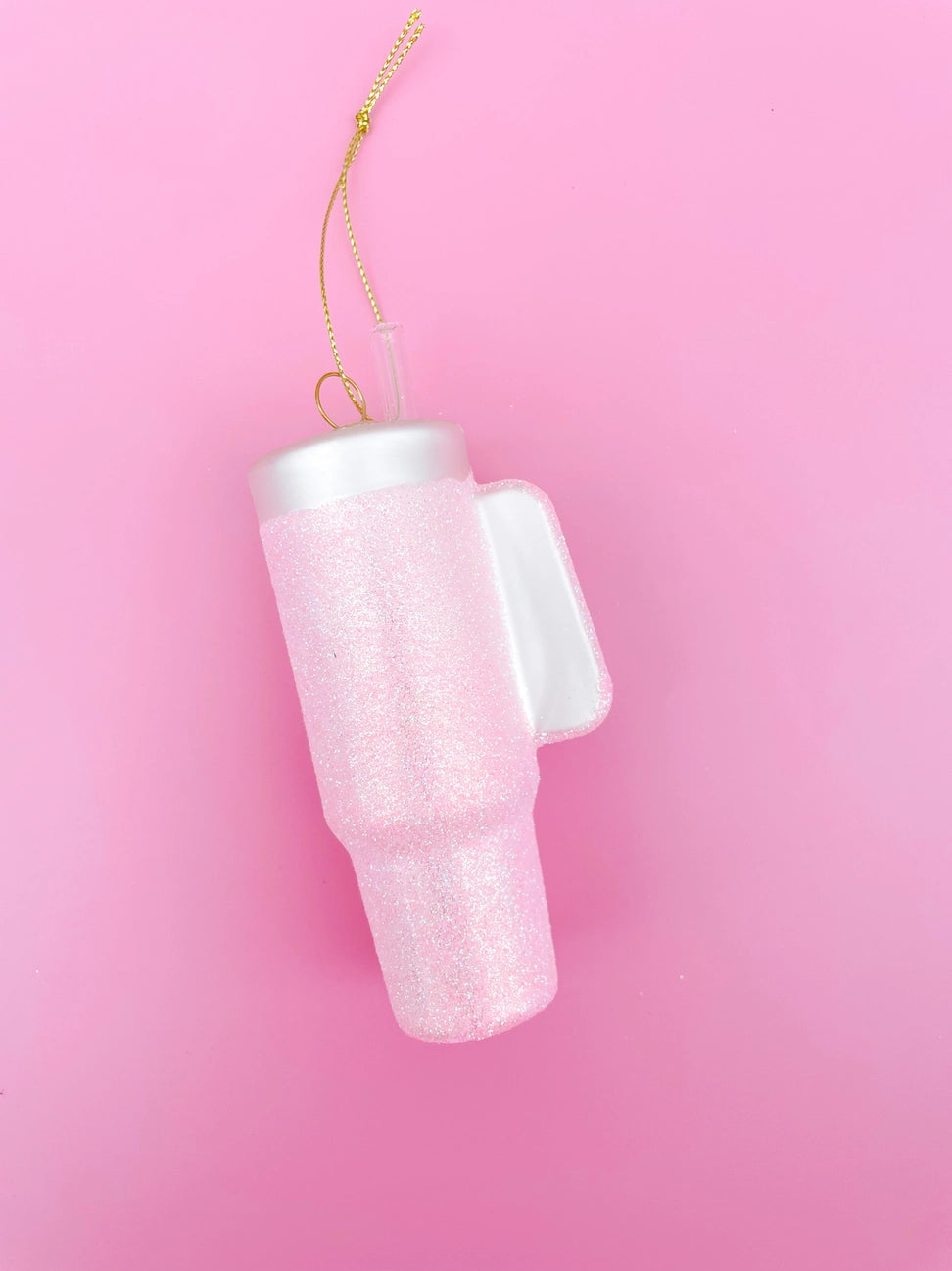 Pink Glittery Trendy Tumbler Ornament