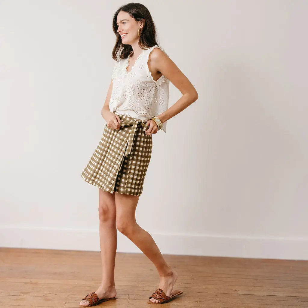 Painted Gingham Quilted Skort