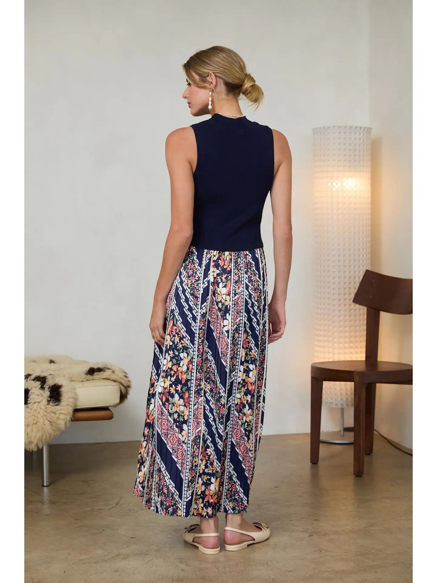 Aster Sleeveless Dress | Navy