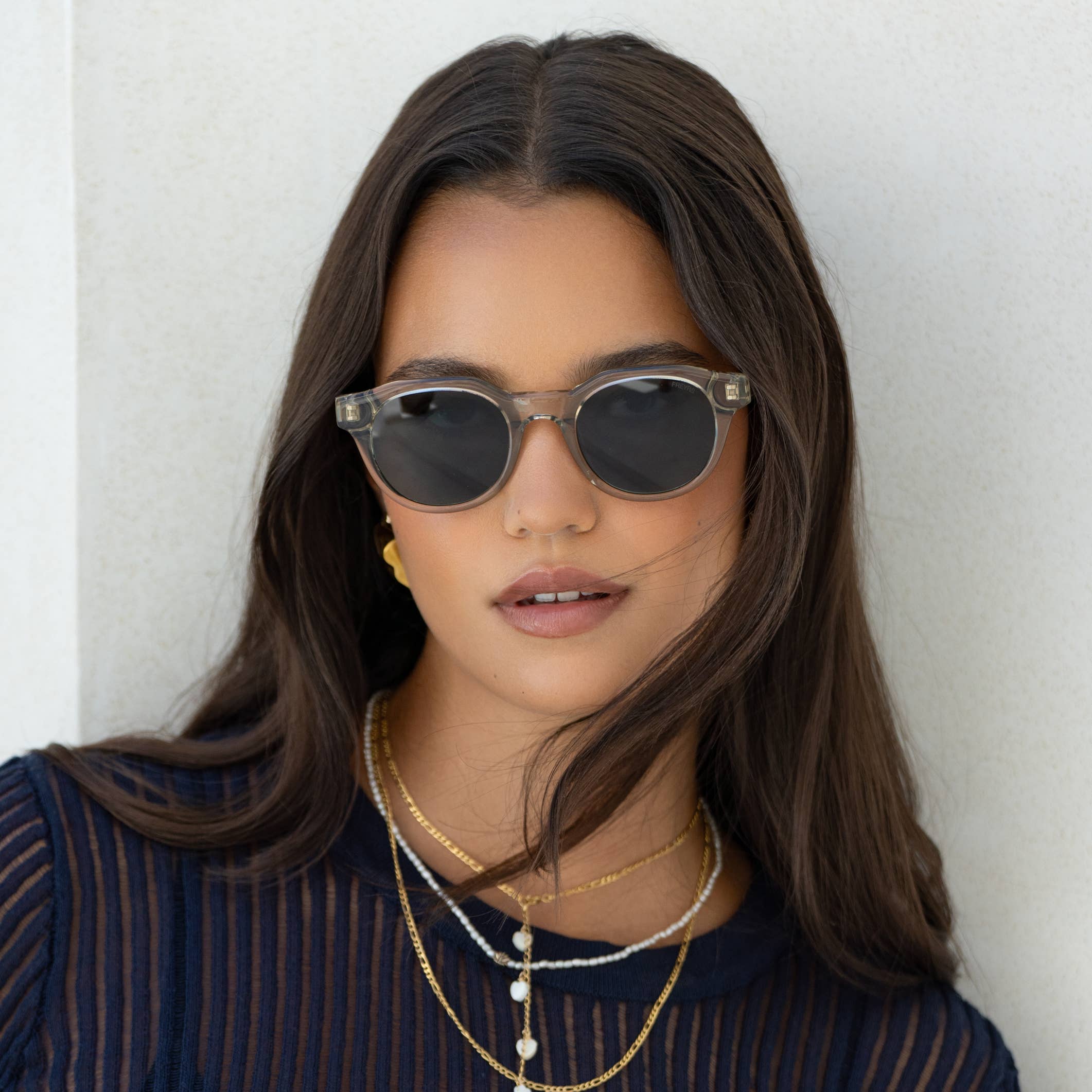 Cameron Acetate Unisex Round Sunglasses | Crystal Gray