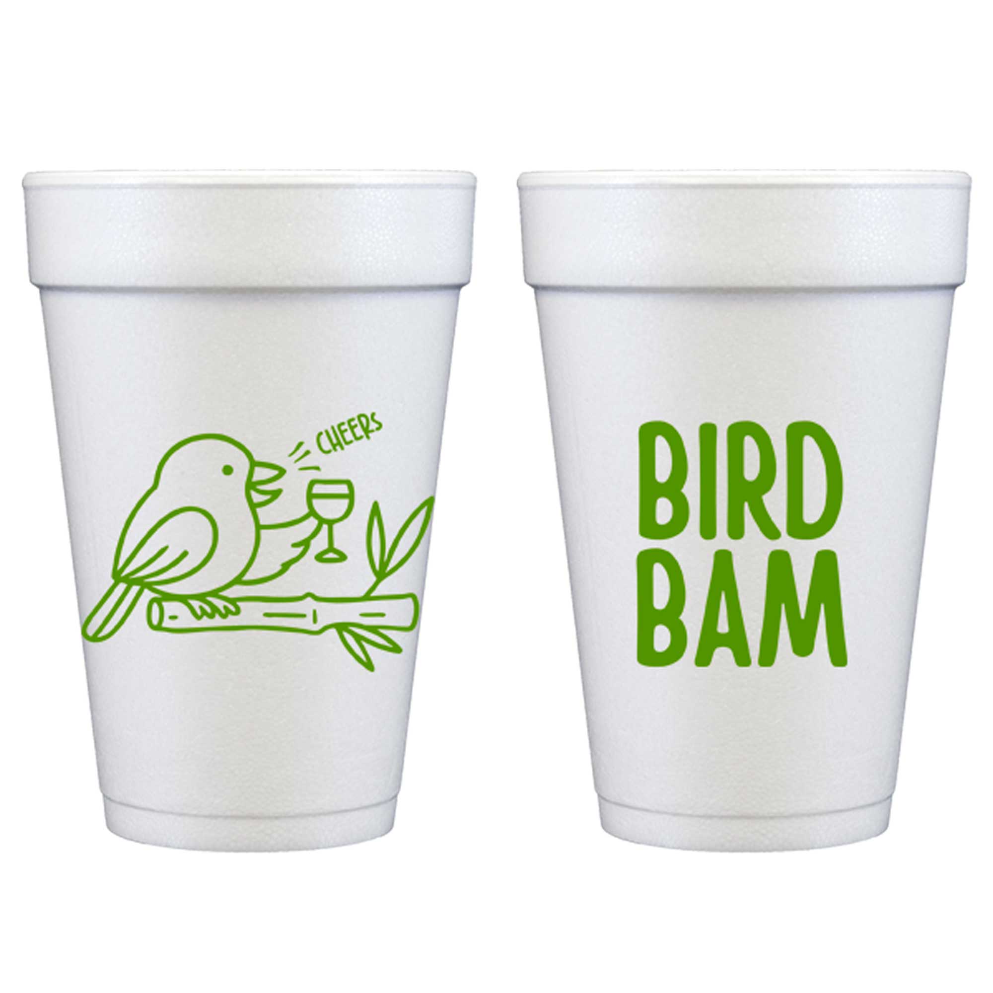 Foam Cup | Green Bird Bam (10 Count)