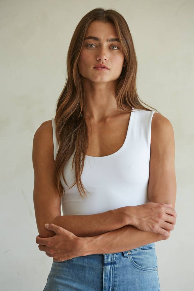Double Layered Seamless Top | White
