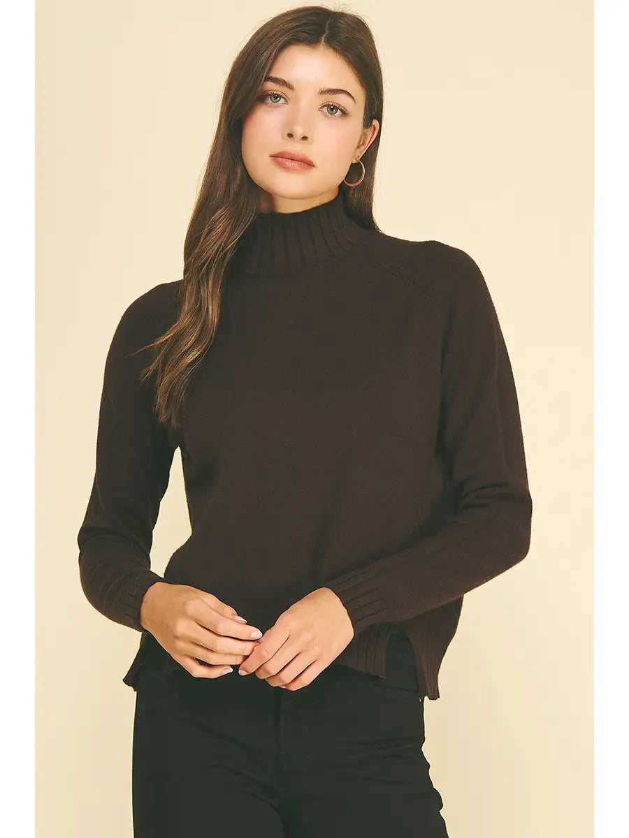 Emily Mock Neck Sweater| Espresso