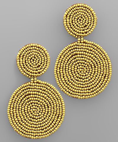 Two Disc Seed Beads Earrings Gold