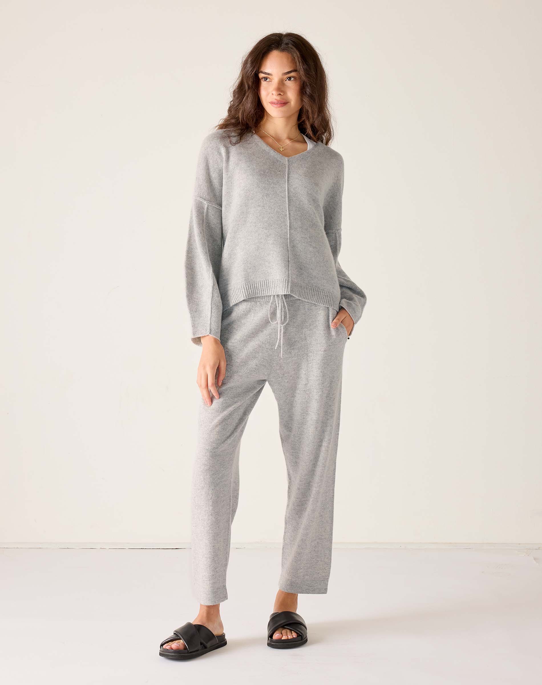 Lugano V-Neck Sweater | Frost