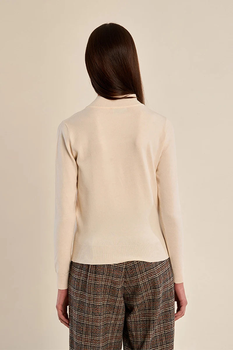 Tie Neck Sweater | Cream
