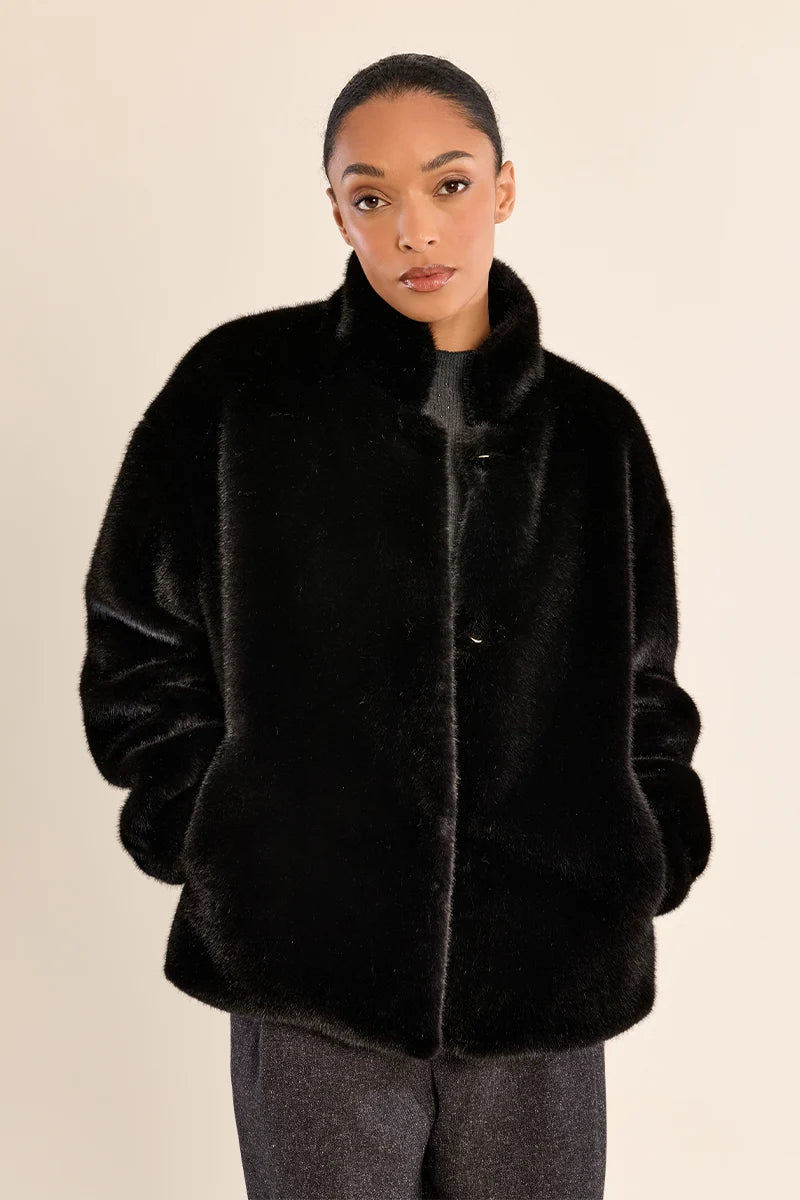 Faux Fur Coat | Black