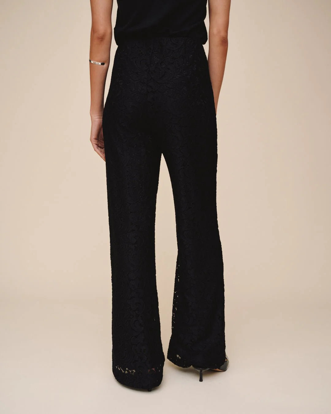 Pull On Stretch Lace Pants | Black