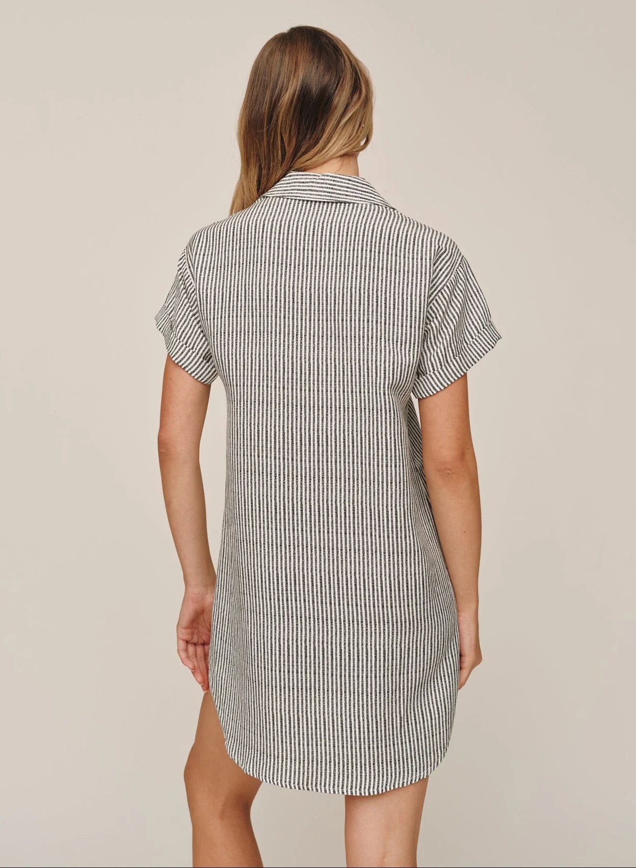 Roll Sleeve Pocket Shirt Dress | Hatch Stripe
