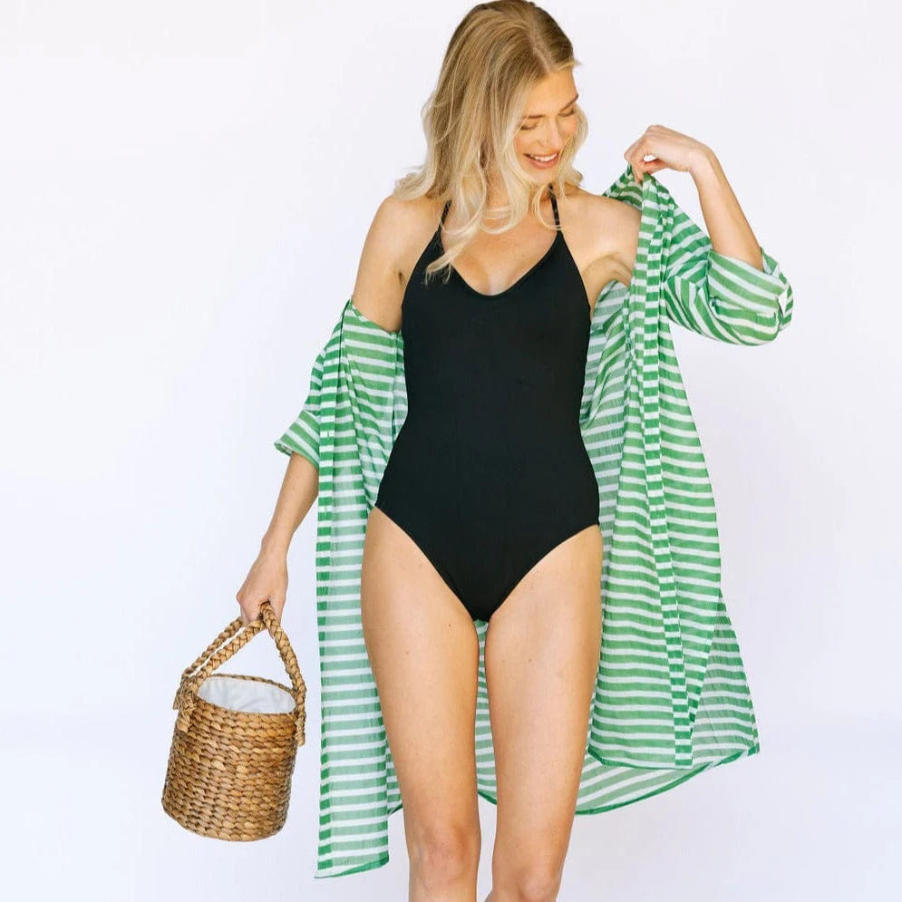 Alex Cover-Up Green and White Stripe