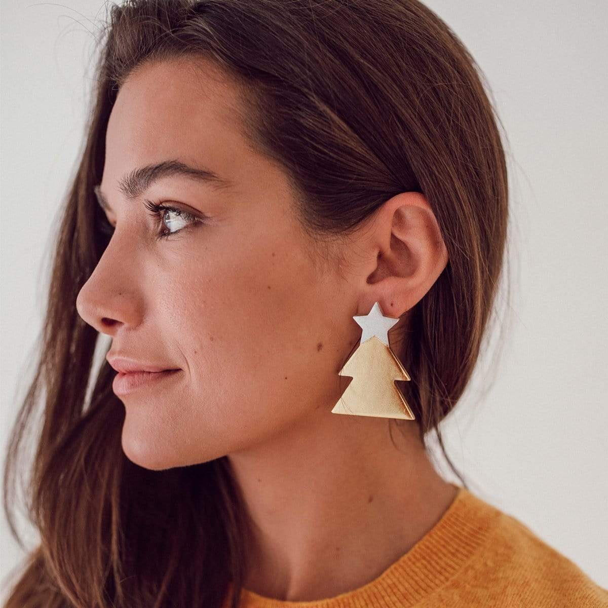 Silver Christmas Tree Earrings