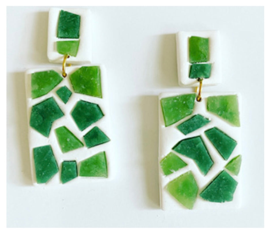 Mosaic Earrings - Green