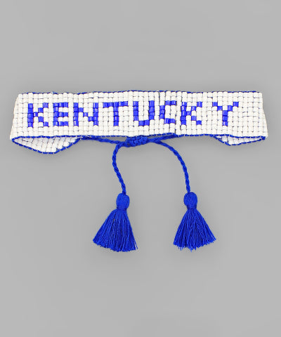 Beaded Kentucky String Bracelet Blue/White