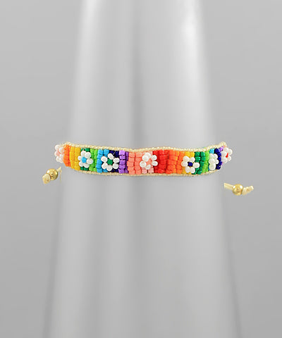 Daisy Flower Beaded Bracelet Multi