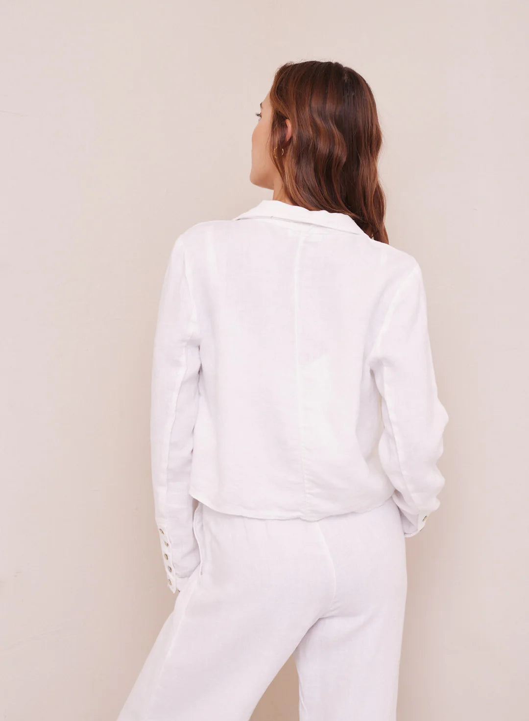 Cropped Blazer - White Linen
