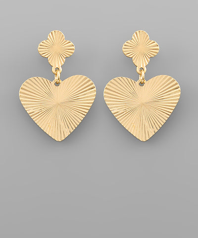 Textured Clover Heart Earrings