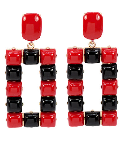 GAME DAY Color Square Earrings Red/Black